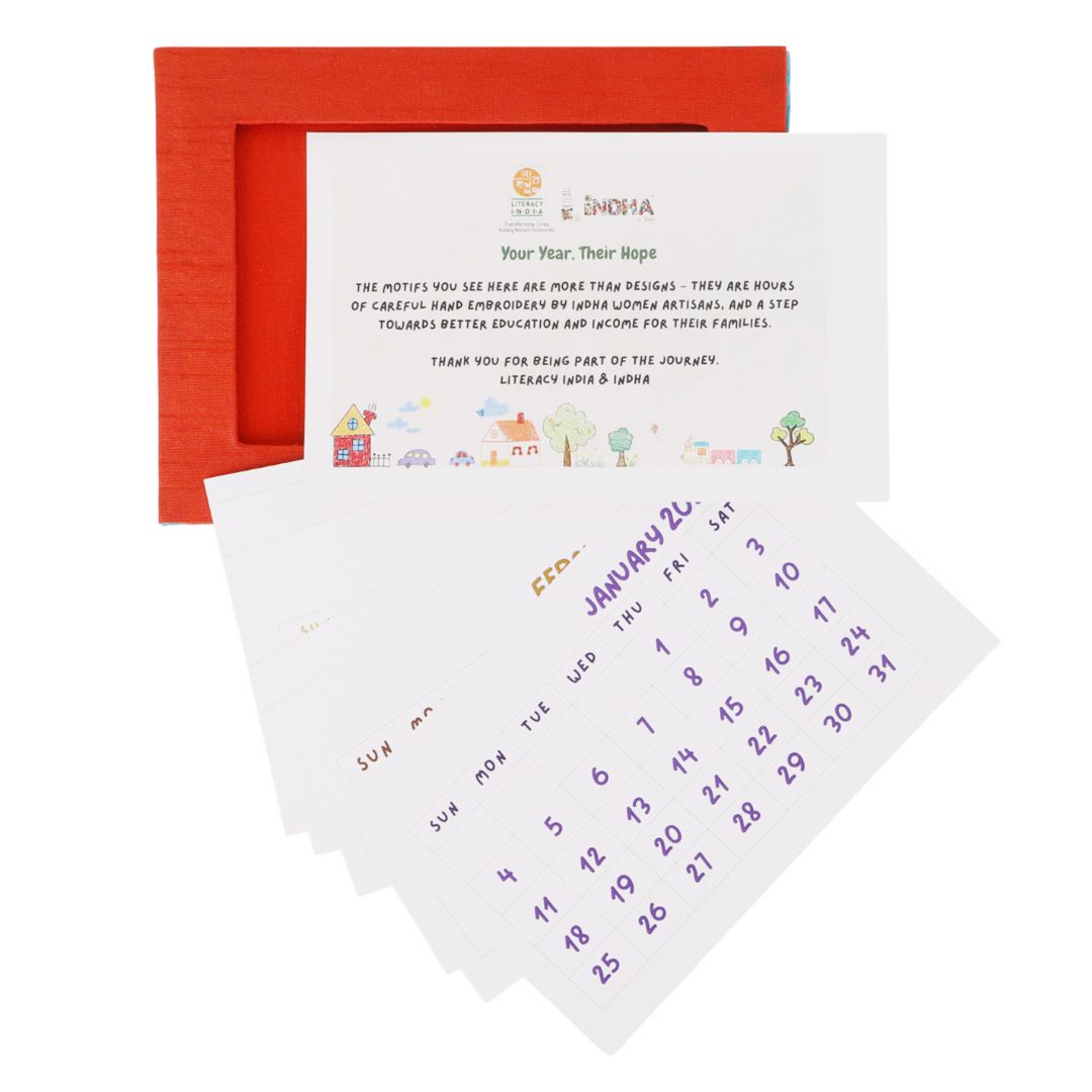 Indha Handcrafted Tabletop Easel Stand Calendar — Retro Scooter Motif (Vespa-era charm)