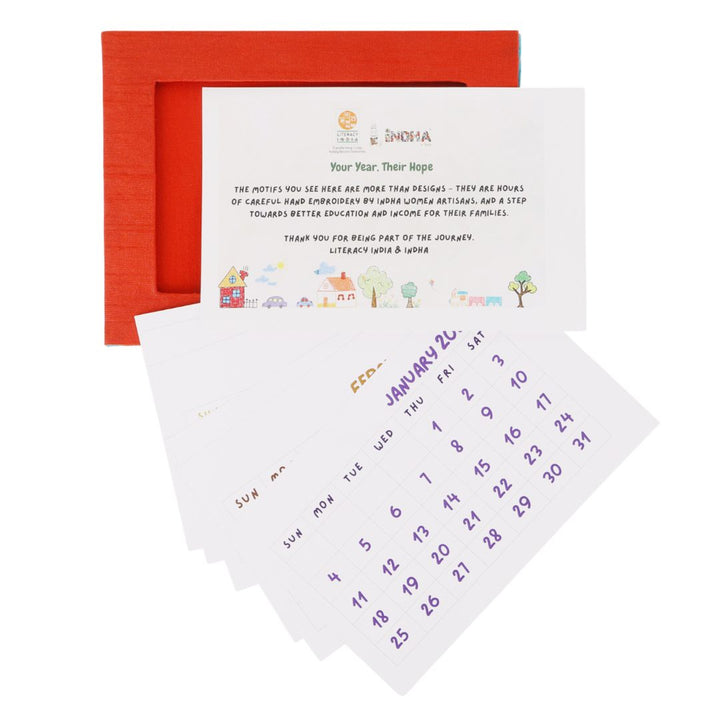 Indha Handcrafted Tabletop Easel Stand Calendar — Retro Scooter Motif (Vespa-era charm)