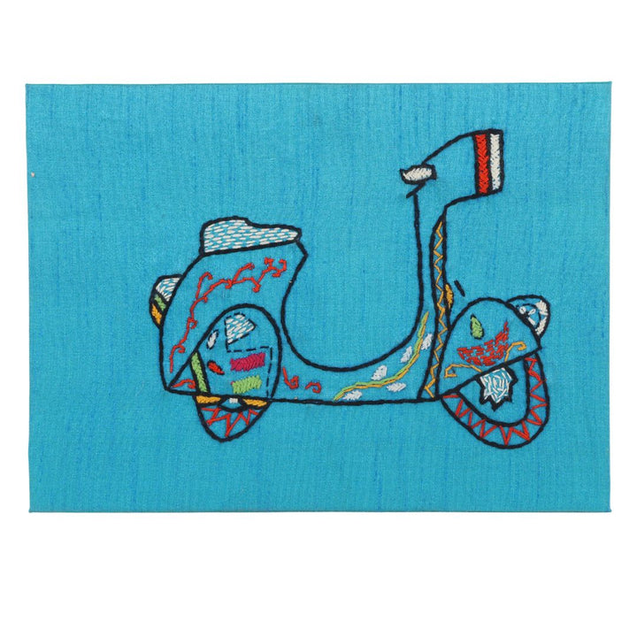 Indha Handcrafted Tabletop Easel Stand Calendar — Retro Scooter Motif (Vespa-era charm)