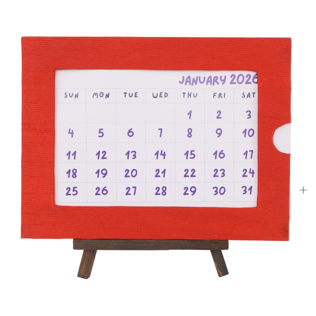 Indha Handcrafted Tabletop Easel Stand Calendar — Retro Scooter Motif (Vespa-era charm)