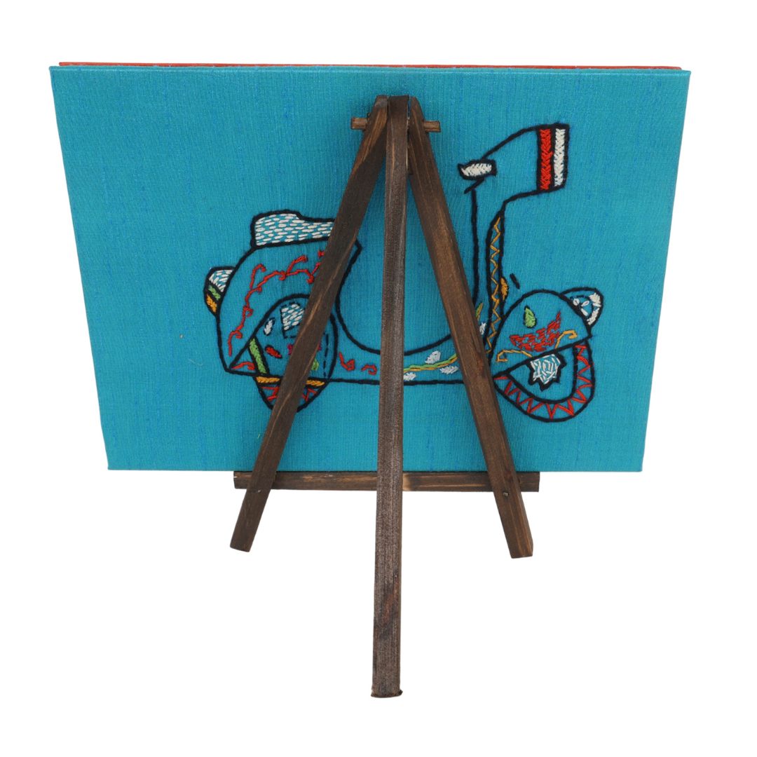Indha Handcrafted Tabletop Easel Stand Calendar — Retro Scooter Motif (Vespa-era charm)