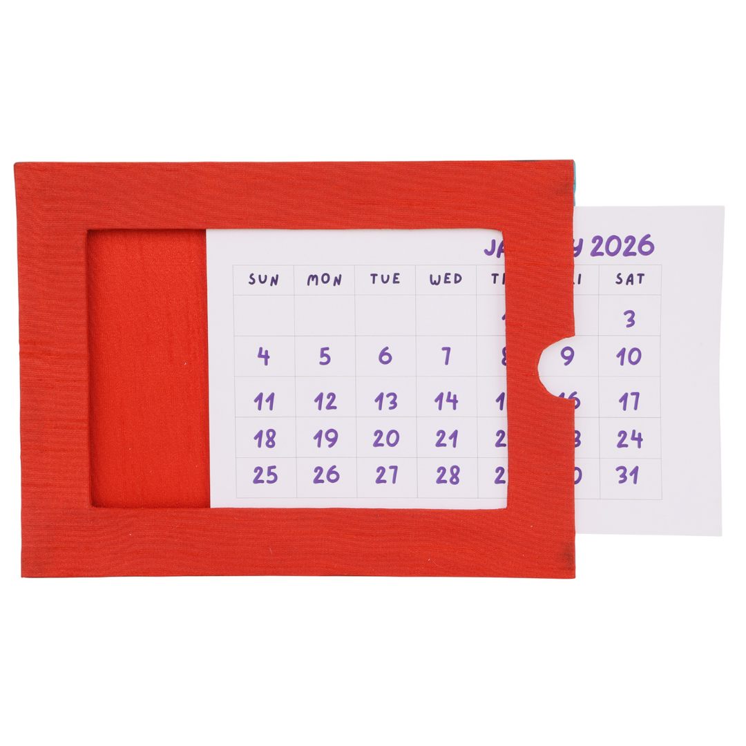 Indha Handcrafted Tabletop Easel Stand Calendar — Retro Scooter Motif (Vespa-era charm)