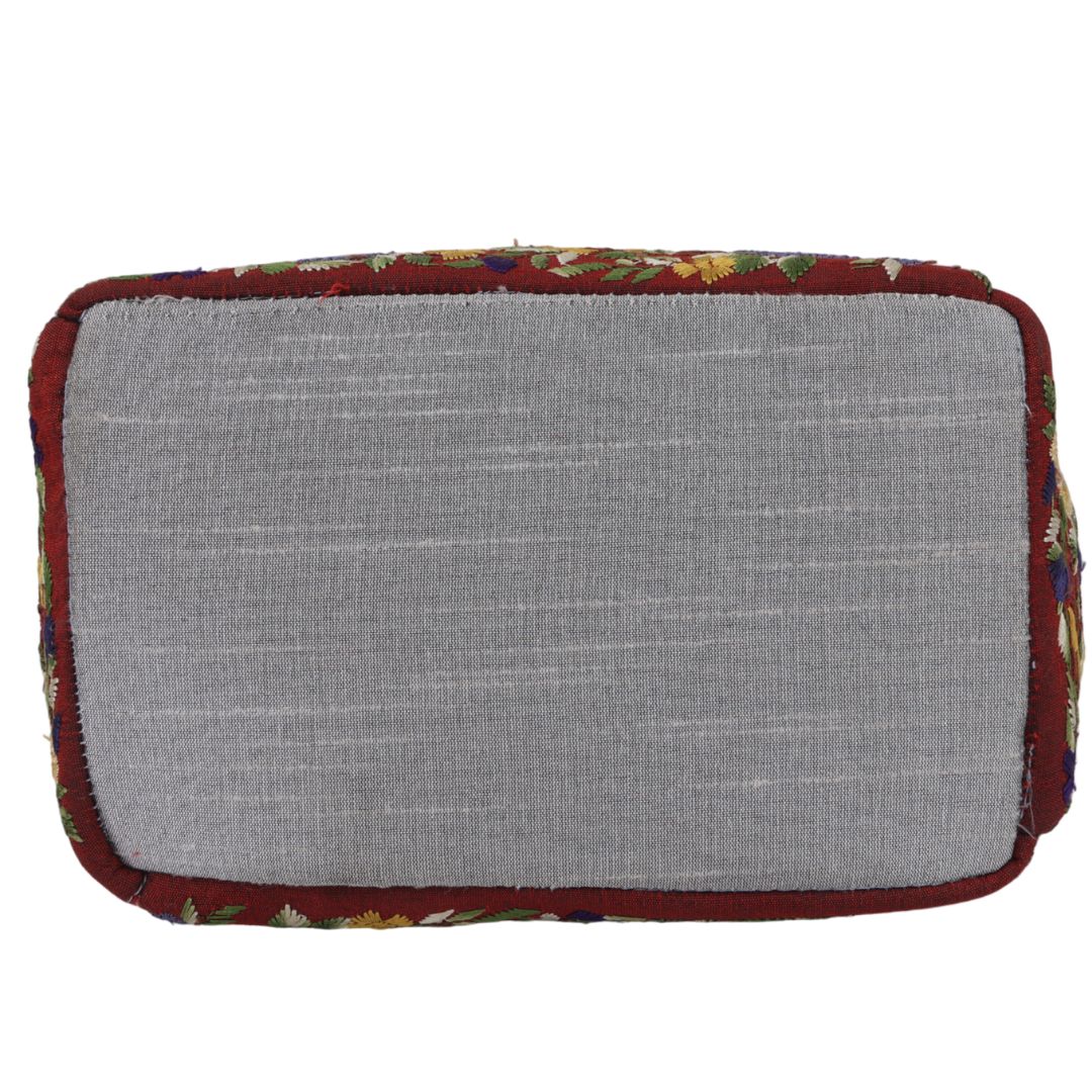 Indha Dupion Silk Handbag Grey ,Small Handbag Parisian Knot, Kolkata Embroidery,Corporate Gifting Bags, Special Occasions Gifting Bag