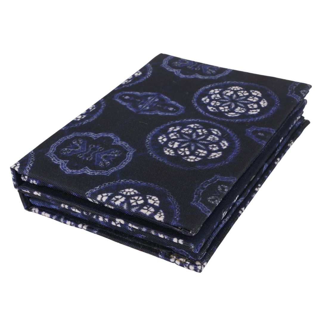 Indha Fold-Out Keepsake Photo Frame Folder – Blue Motif (Dupion Silk) | Handmade Gift