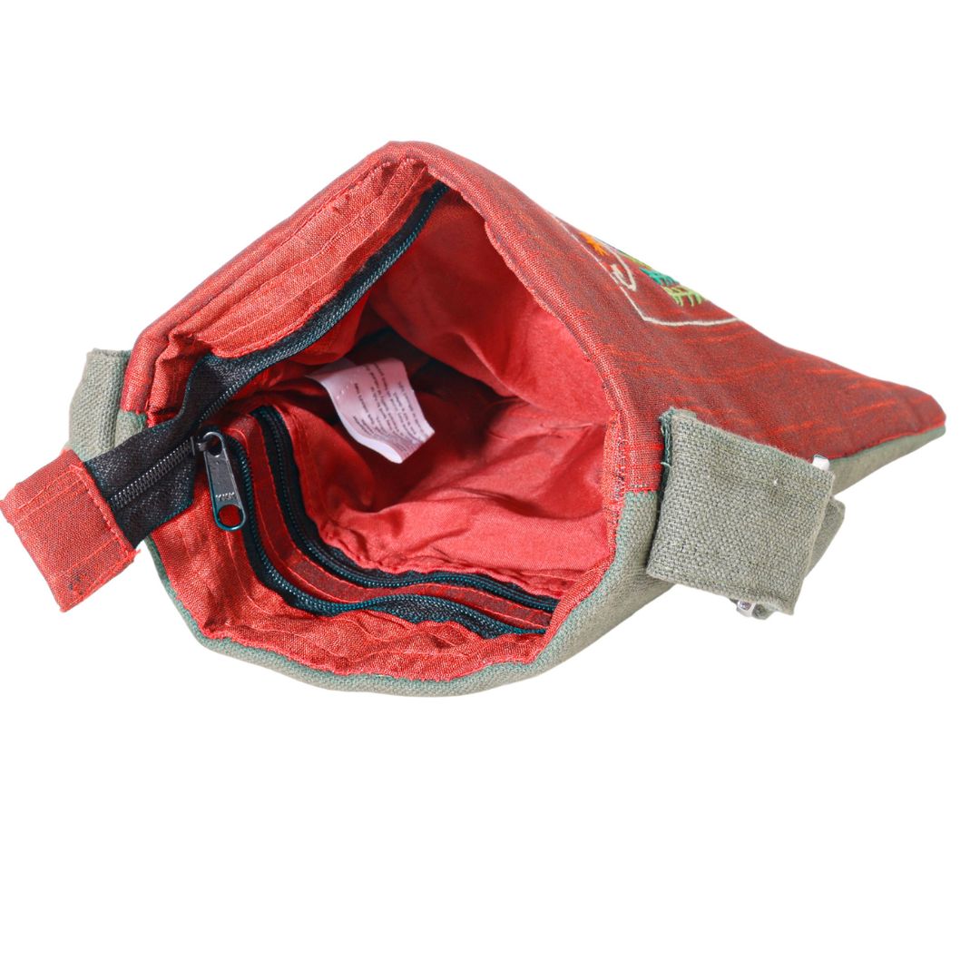 Handmade Embroidered Sling Bag | Quirky House & Tree Motif | Everyday Crossbody