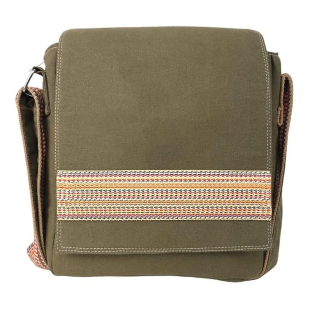 Unisex ethnic geometric canvas sling bag front view