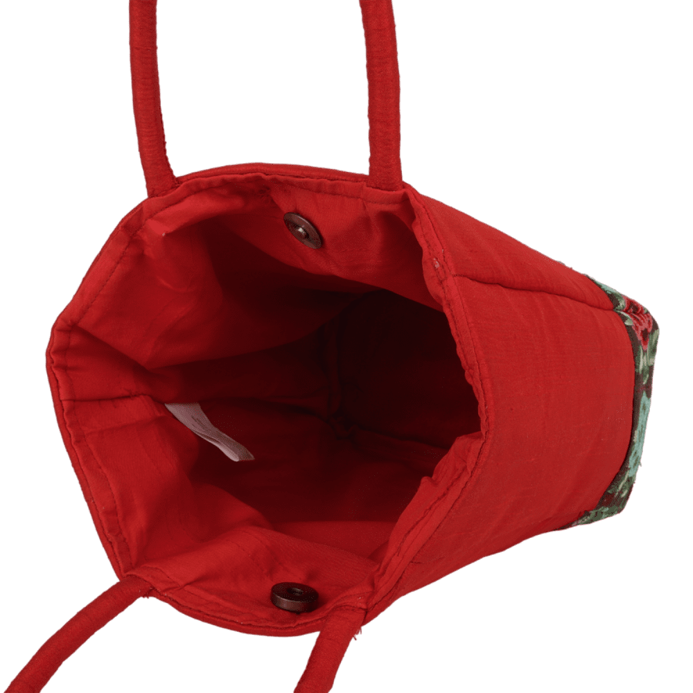 Indha Dupion Silk Handbag Red,Small Handbag Parisian Knot, Kolkata Embroidery,Corporate Gifting Bags, Special Occasions Gifting Bag
