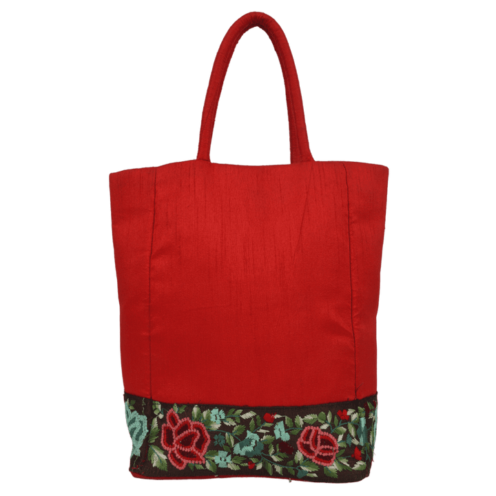 Indha Dupion Silk Handbag Red,Small Handbag Parisian Knot, Kolkata Embroidery,Corporate Gifting Bags, Special Occasions Gifting Bag