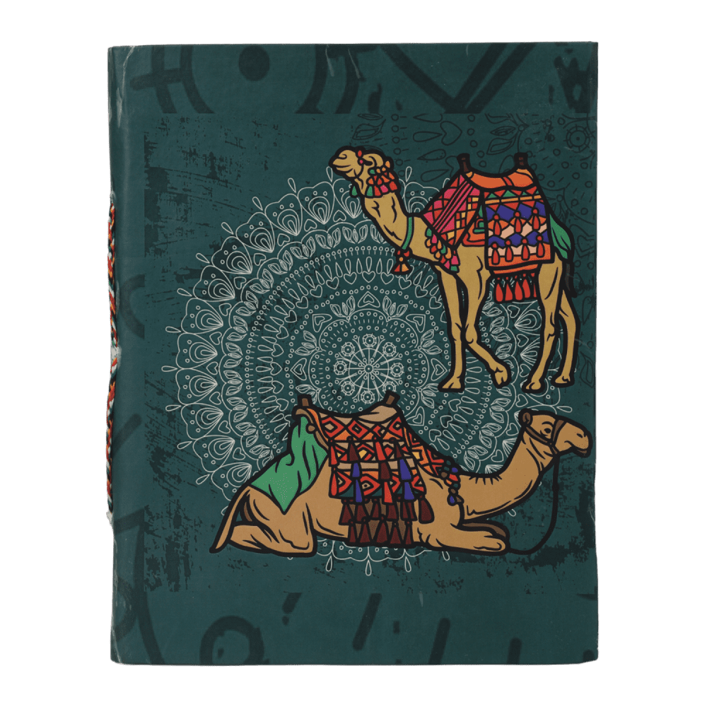 Indha Handcrafted Diary | Travel Journal Diary | Camel Print Diary | Sustainable Diary | Recycled Paper Diary | Eco-Friendly | Gifting | Corporate Gifting Diary | Office Employee Gifting | Set Of 30 Pages Diary |