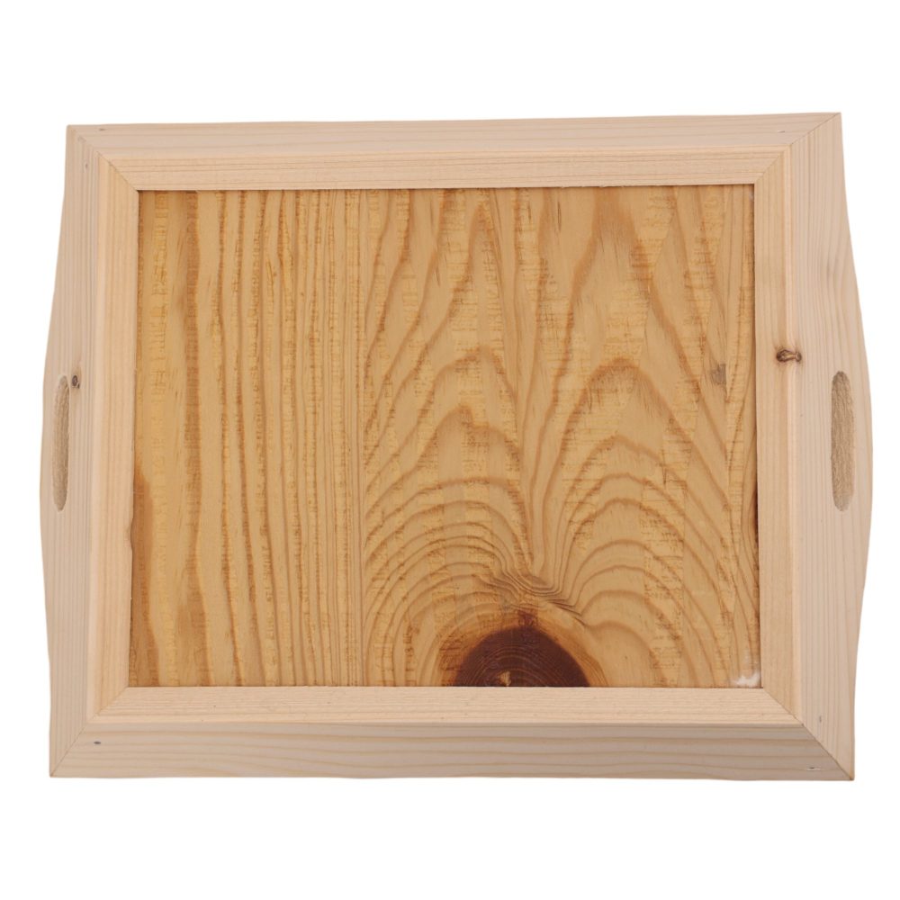 Indha Wooden Tray for Serving- Handmade &amp; Hand-Embroidered for Kitchen/Table &amp; Home Decor/Dinning/Gifts/Restaurants/Living Room/Coffee Table 8 Inch Rectangular Tray