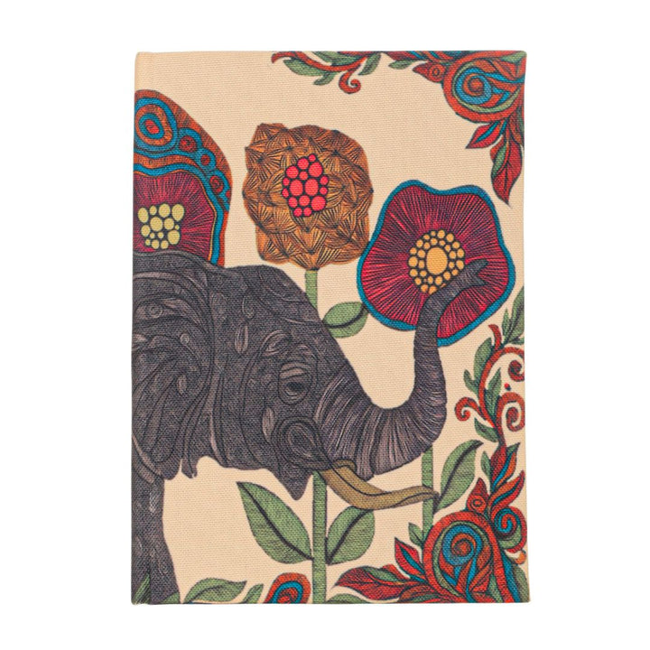 Handmade Recycled Paper Diary | Elephant & Floral Illustration | Eco-Friendly Notebook