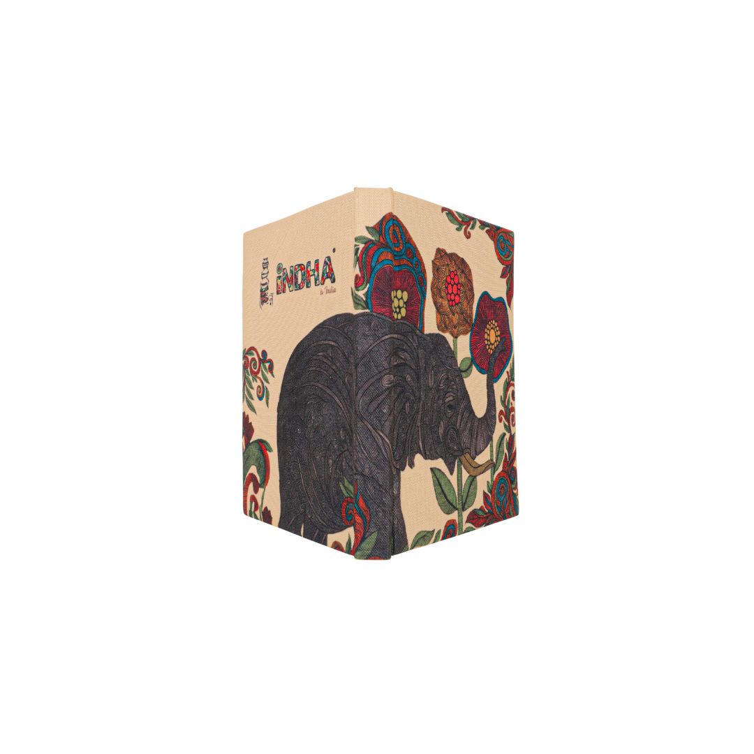 Handmade Recycled Paper Diary | Elephant & Floral Illustration | Eco-Friendly Notebook