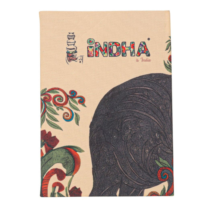 Handmade Recycled Paper Diary | Elephant & Floral Illustration | Eco-Friendly Notebook