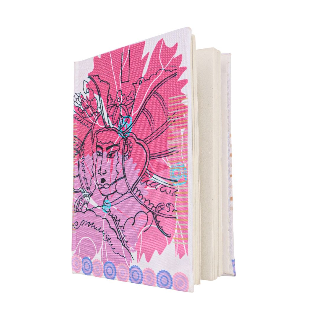 Handmade Recycled Paper Diary | Japanese Samurai Warrior Illustration | Eco-Friendly Art Journal