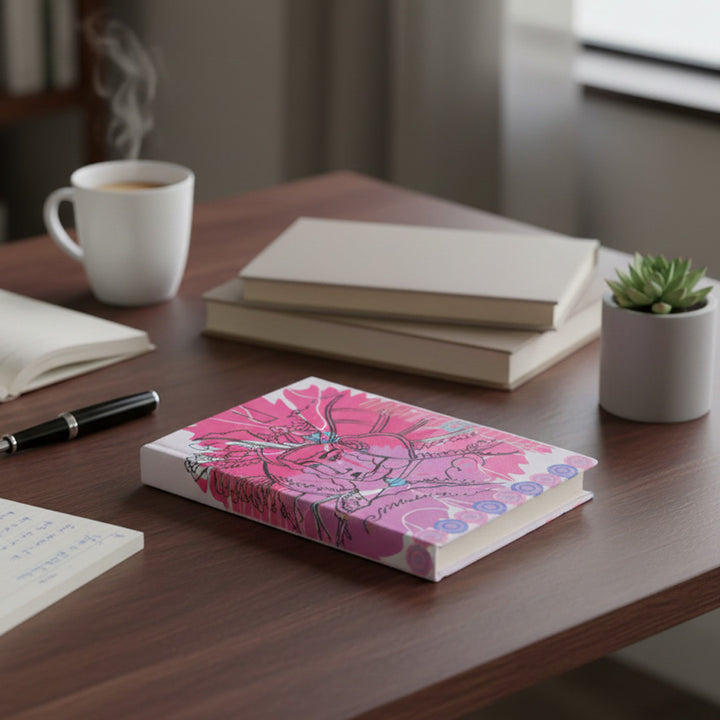 Handmade Recycled Paper Diary | Japanese Samurai Warrior Illustration | Eco-Friendly Art Journal