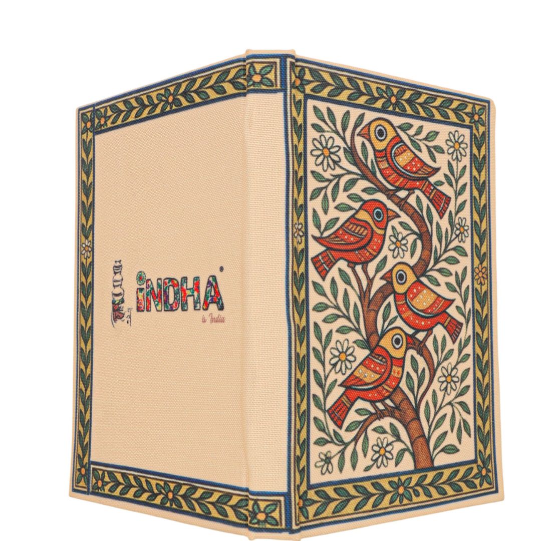 Handmade Recycled Paper Diary | Folk Art| Beautiful Birds Illustration | Biodegradable Eco Journal