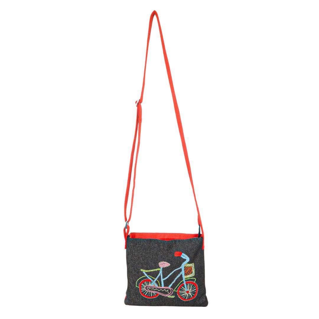 Handmade fashion accessory embroidered sling bag