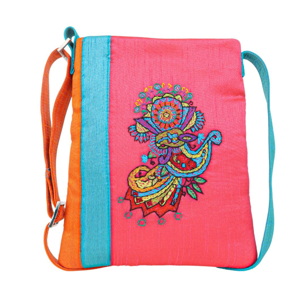 Colourful paisley embroidery crossbody bag