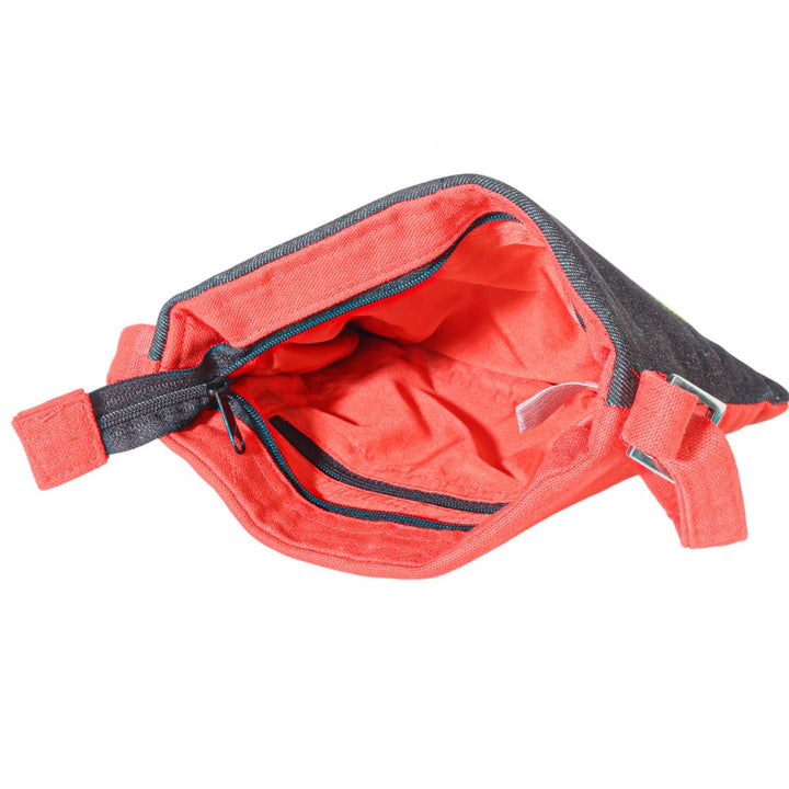 Women artisan made sling bag black and red