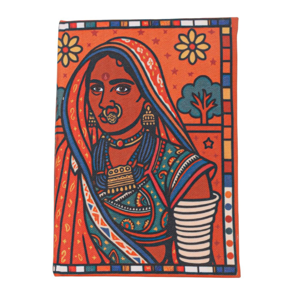 Recycled paper notebook folk art illustration