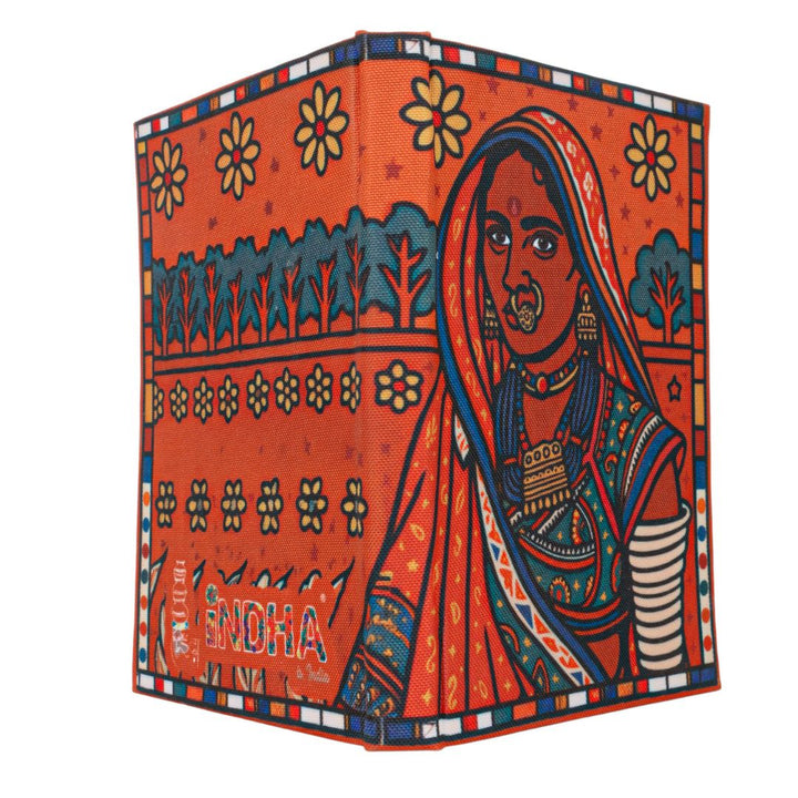 Handmade recycled paper diary rajasthani woman illustration