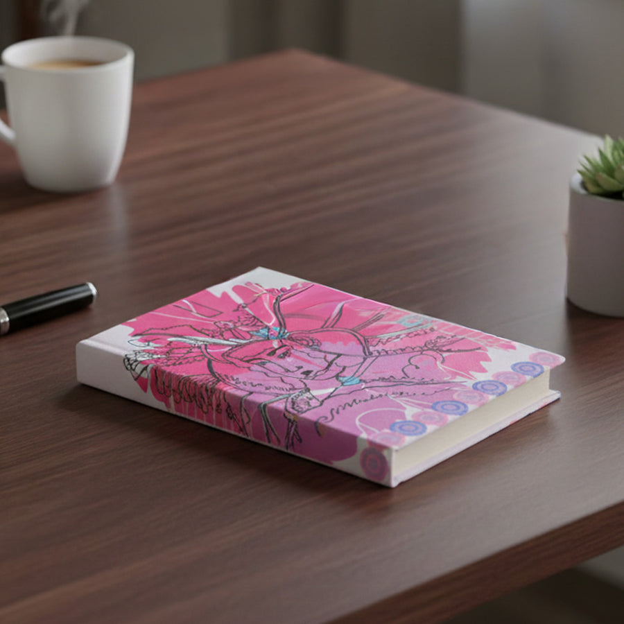 handmade recycled paper diary samurai illustration