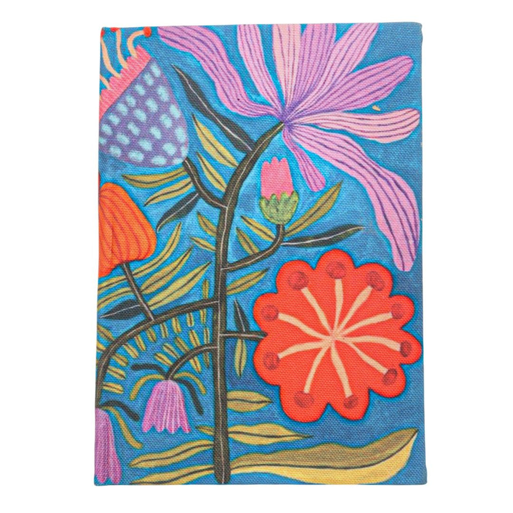 Eco friendly notebook with vibrant floral canvas cover