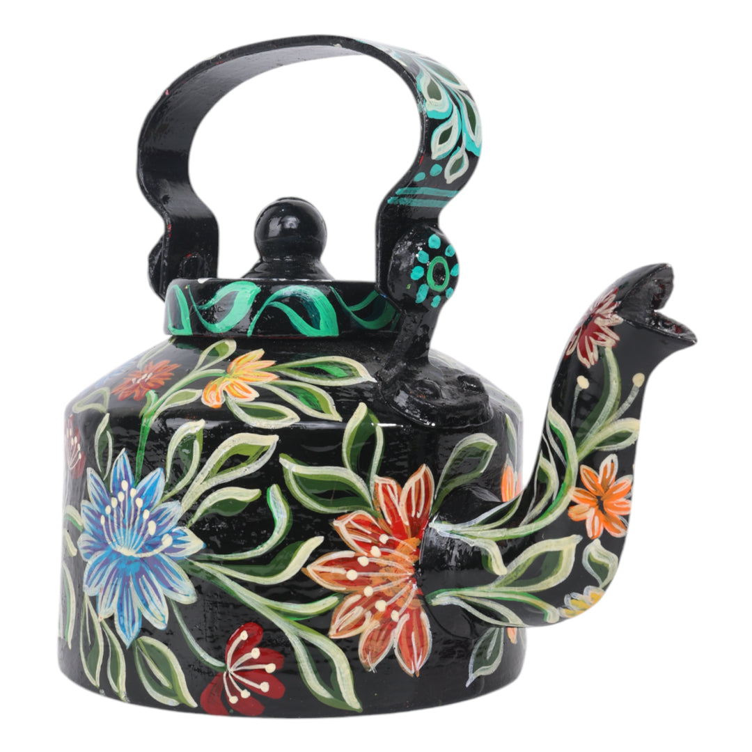 INDHA Decorative Aluminium Hand Painted Kettle Flower-Print | Hand-Painted Kettle