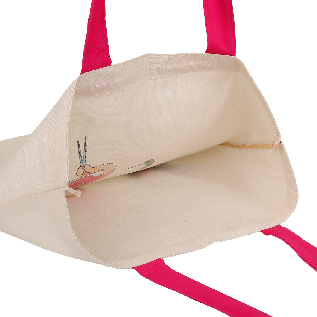 Indha Hand-Painted Bird Print Tote Bag – Cotton | Multi utility Shoulder Bag | Eco-Friendly | 40 x 38 cm