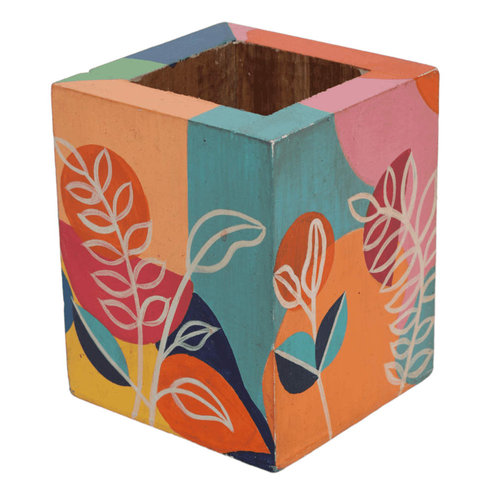Indha's Hand-Painted MDF Pen Stand - A Sustainable and Stylish Solution for Organizing Your Writing Essentials | Decorative Hand Painted Pen Stand |