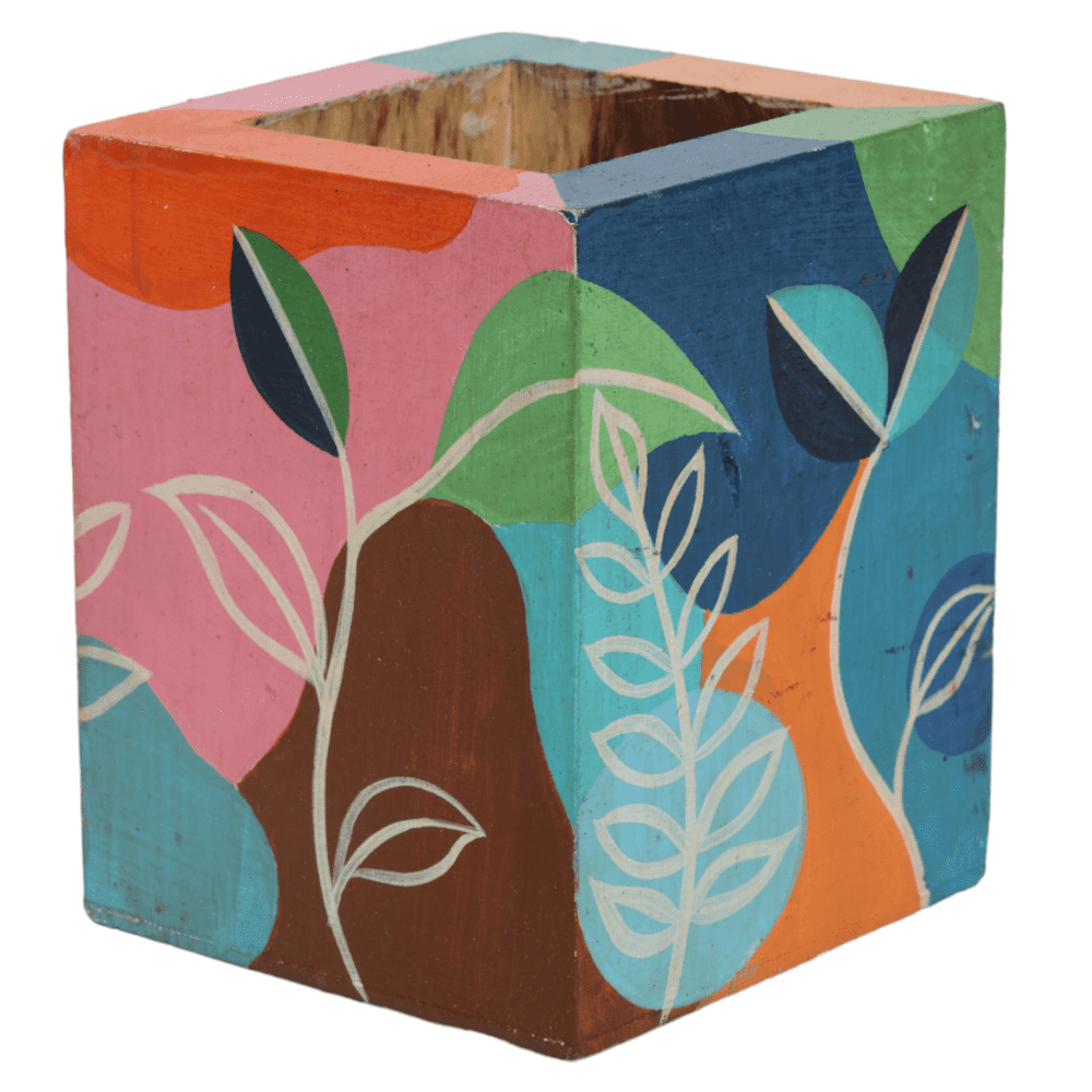 Indha's Hand-Painted MDF Pen Stand - A Sustainable and Stylish Solution for Organizing Your Writing Essentials | Decorative Hand Painted Pen Stand |
