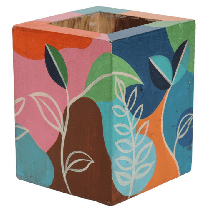 Indha's Hand-Painted MDF Pen Stand - A Sustainable and Stylish Solution for Organizing Your Writing Essentials | Decorative Hand Painted Pen Stand |
