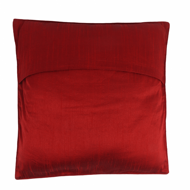 Indha Hand-Embroidered Ancient Indian Motif Cushion Covers - Set of 2 | Dupion Silk, 16x16 Inches, Spartan Motif