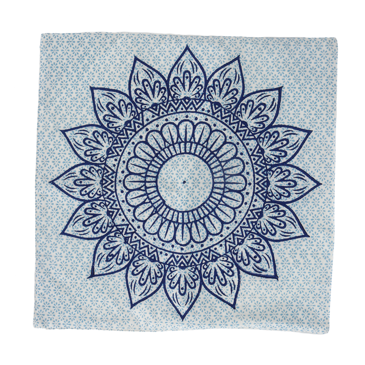 Indha Hand Block Printed Cushion Cover Flower Print | 16X16 inches Decorative Cushion Covers (Set of 2)