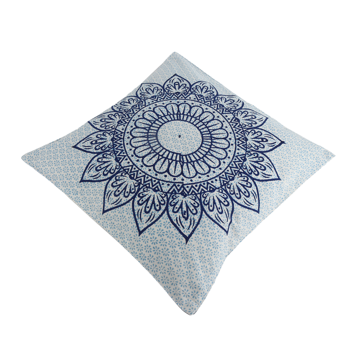 Indha Hand Block Printed Cushion Cover Flower Print | 16X16 inches Decorative Cushion Covers (Set of 2)