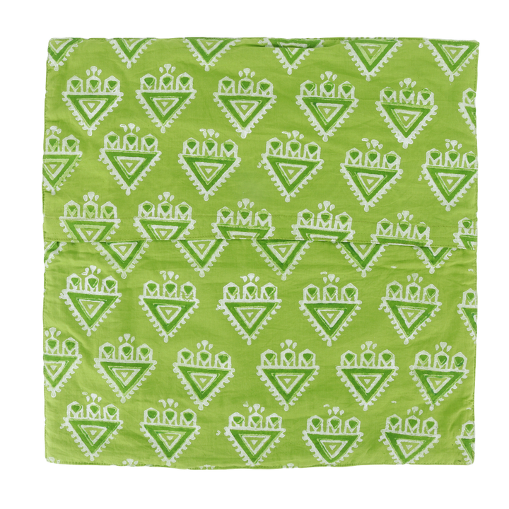 Indha Hand Block Printed Cushion Cover Temple Print | 16x16 Cushion Cover Set of 2 | Green Cotton Cushion Cover | Home Decor | Home Furnishing | Throw Cushion Covers | Corporate Gifting | Block Printed Cushion Cover | Eco-Friendly