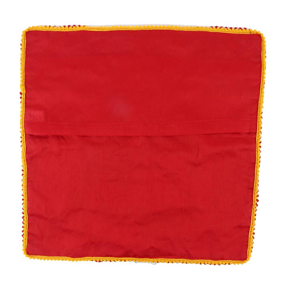 Indha Cushion Cover Brocade Patchwork | 16X16 Inches Cushion Cover | Home Furnishing | Home Decor | Throw Cushion Cover Set | Corporate Gifting | Set of 2 Cushion Covers