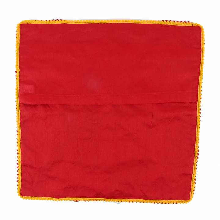 Indha Cushion Cover Brocade Patchwork | 16X16 Inches Cushion Cover | Home Furnishing | Home Decor | Throw Cushion Cover Set | Corporate Gifting | Set of 2 Cushion Covers