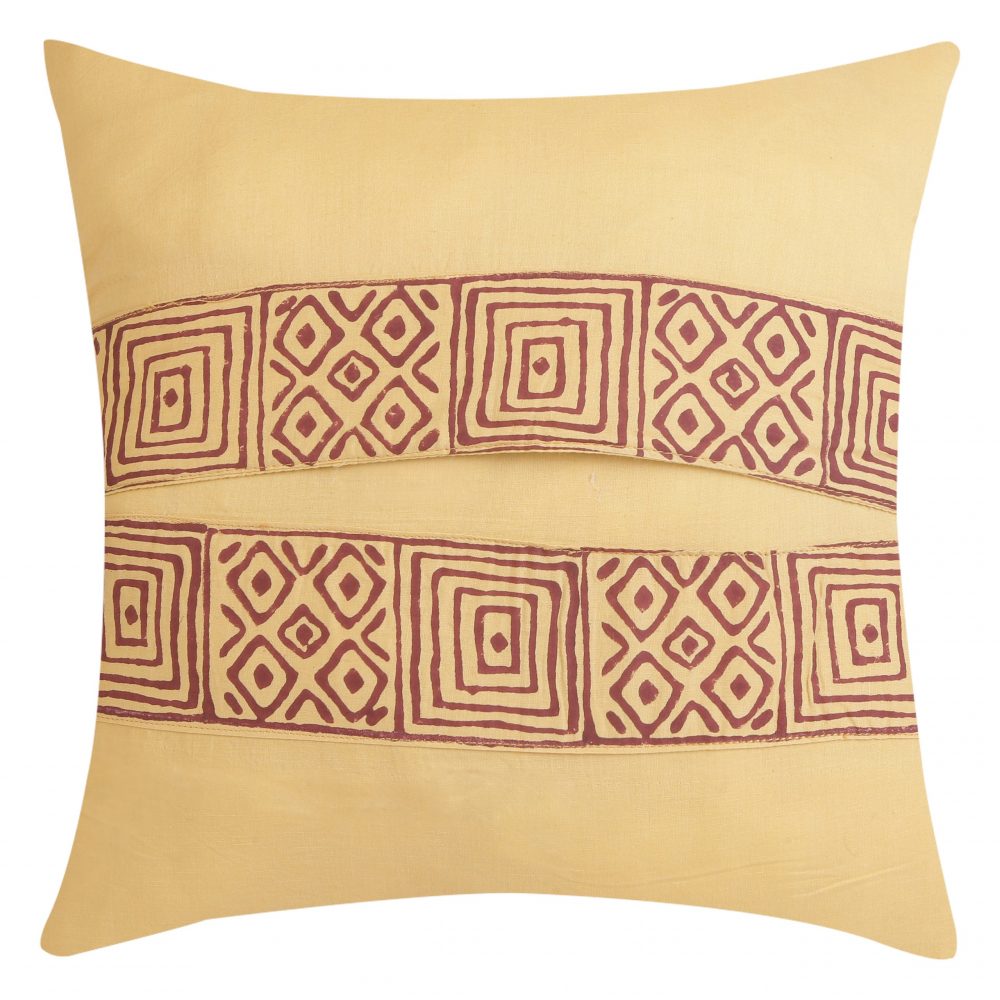 Indha Hand Block Printed Cushion Cover Mohanjo-Daro Print | 16x16 Inches Cushion Covers | Cotton Cushion Cover Set of 2