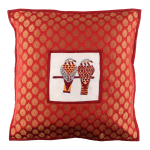 Indha Embroidered Cushion Covers Birds-Motif | 16X16 Cushion Cover Maroon Brocade | Corporate Gifting | Home Furnishing | Home Decor | Set of 2 Cushion Covers