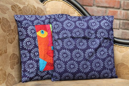 Blue Colour Cotton Hand Block Print Cushion Covers Set of 2