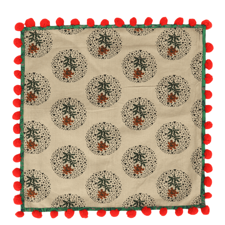 Indha Hand Block-Printed Cushion Cover Flower-Print | 16X16 Cushion Cover Set of 2 | Cotton Cushion Cover | Home Furnishing | Home Decor | Corporate Gifting