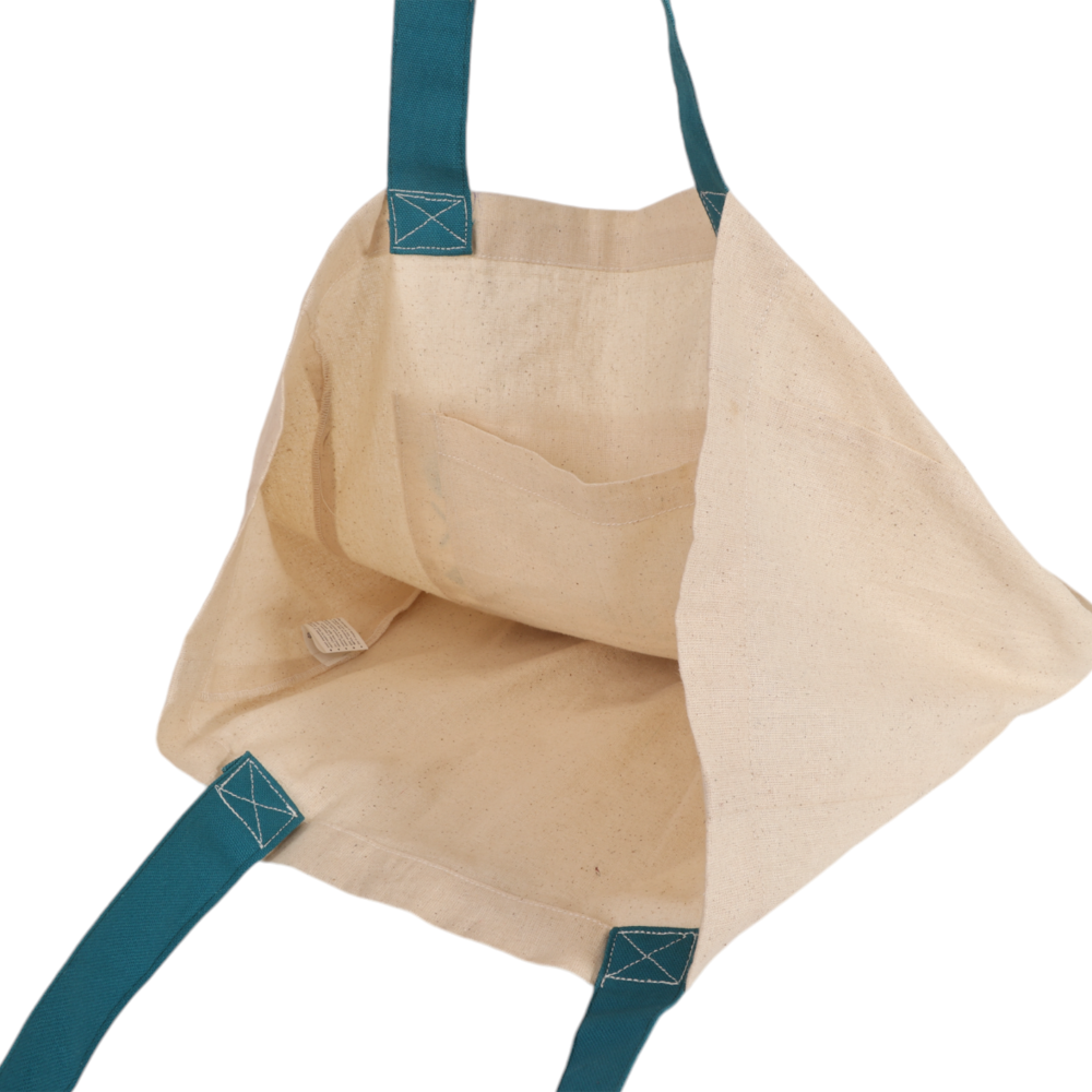 Indha Block-Printed Plant Motif Cotton Tote Bag: Nature-Inspired Art for Everyday Use