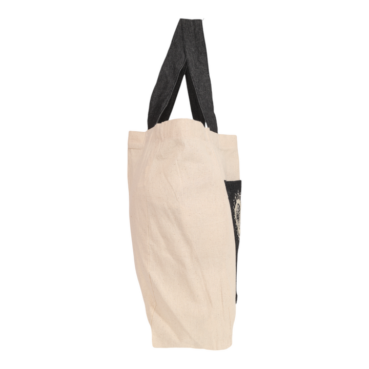 Indha Indian Girl Face Embroidery Cotton Bag – A Chic and Artistic Tote for Everyday Style and Unique Expression