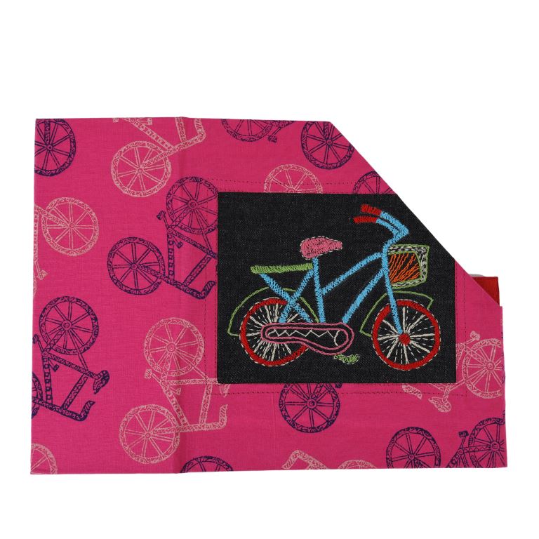 INDHA Handcrafted Magazine Holder |Block Printed Magazine Holder | Hand Embroidered Chain Stitch Work Multicolor Cycle Design Motif