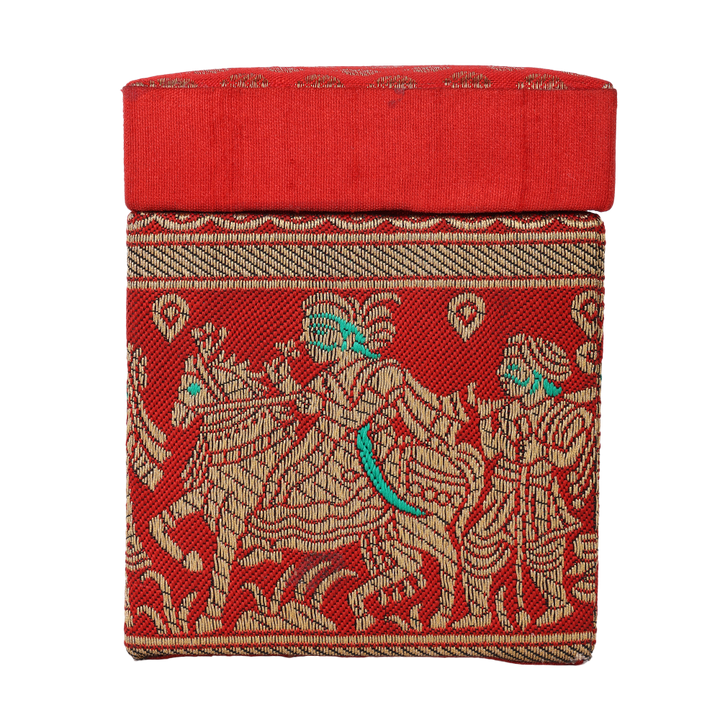 Indha Handcrafted Gift Box | Red Brocade Gift Box | Red Dupion Silk Gift Box | Indian Wedding Theme Hand Woven | Wedding Gift Box | Gifting | Utility Box | Gift Box | Handmade | Ethic Gift Box | Wedding Hamper Gift Box | Wedding Jewellery Box