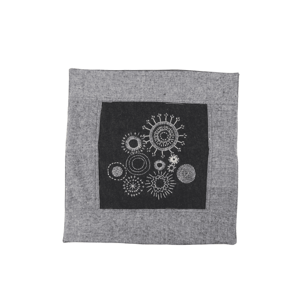 Indha Hand Embroidered Cushion Cover Mandala Art Embroidery | Black Denim Cushion Cover |  Corporate Gifting | Home Furnishing | Home Improvement | Home Decor | Set of 2,16x16 Inches Cushion Covers