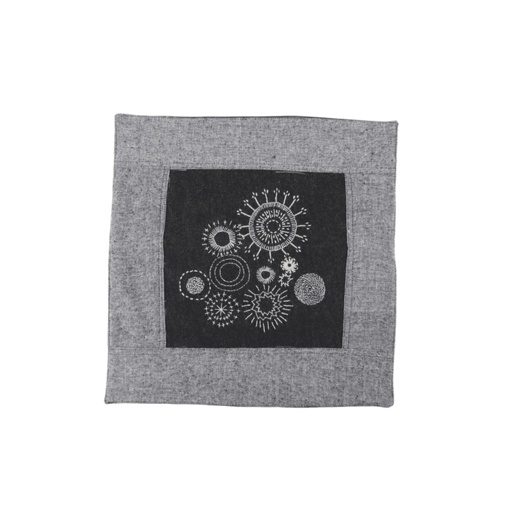 Indha Hand Embroidered Cushion Cover Mandala Art Embroidery | Black Denim Cushion Cover |  Corporate Gifting | Home Furnishing | Home Improvement | Home Decor | Set of 2,16x16 Inches Cushion Covers