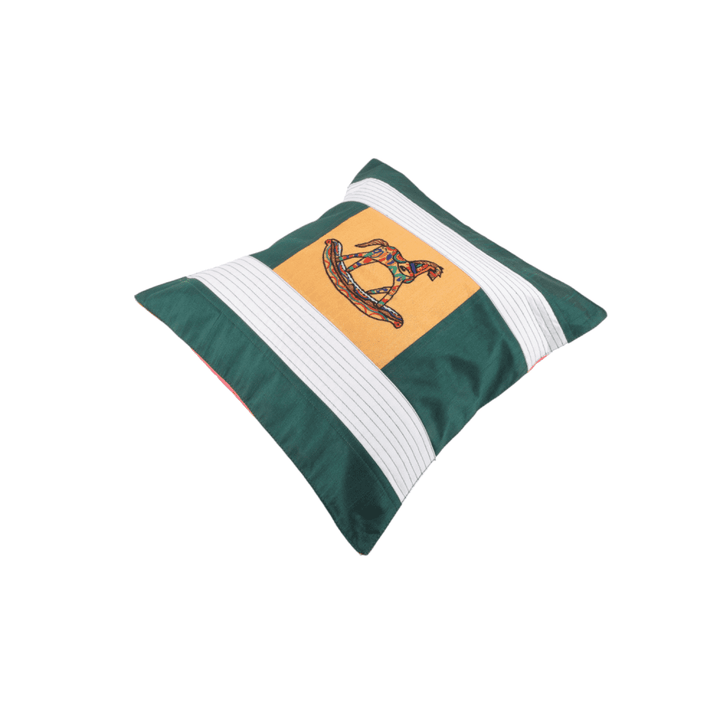 Indha Hand Embroidered Cushion Cover Horse Embroidery | Dupion Silk Cushion Cover |  Corporate Gifting | Home Furnishing | Home Improvement | Home Decor | Set of 2,16x16 Inches Cushion Cover