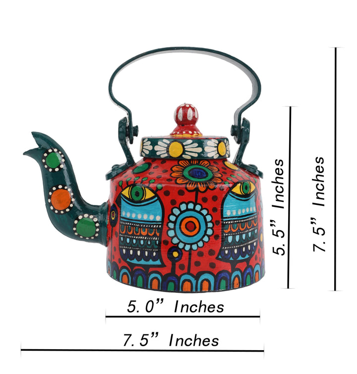 INDHA Decorative Aluminium Hand Painted Kettle Eye-Print | Hand-Painted Kettle Multicolour | Exquisite Design Kettle